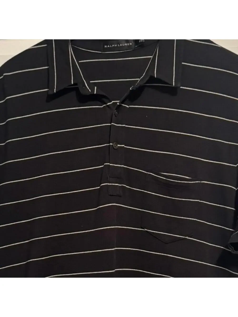 Ralph Lauren Black Label Polo Shirt XL Mens Extra Large Black Button pocket